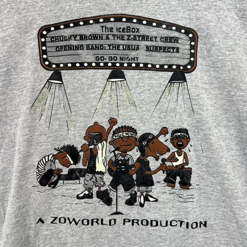 VTG 90s Buruka‎ T Shirt THE ICE BOX CHUCKY BROWN & Z STREET CREW Adult XXL Gray